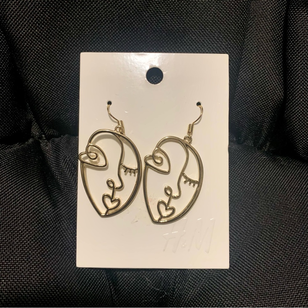 Golden artsy face earrings NEW